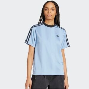 Adidas Women's Light Blue Tee with Black Accents